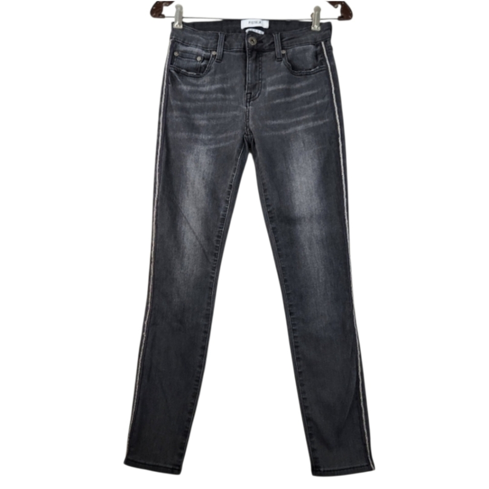 Pistola Size 26 US 2 Black Wash Silver Monili Chain Trimmed Skinny Denim Jeans